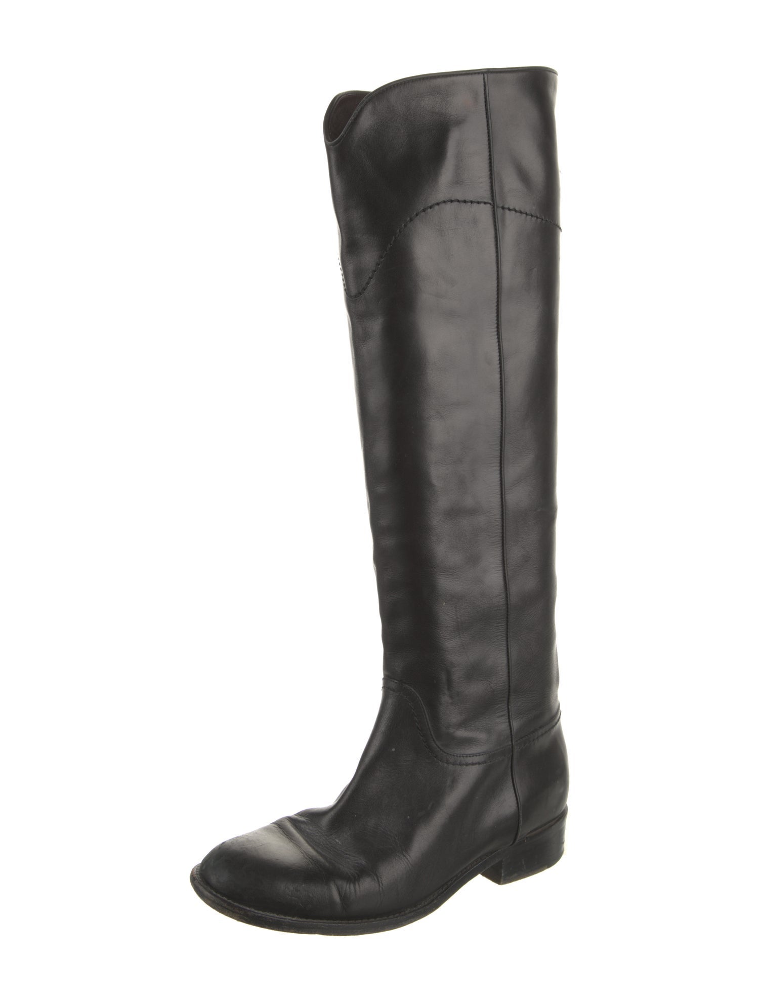 Chanel Interlocking CC Logo Leather Riding Boots